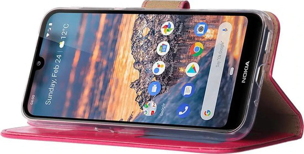 Nokia 4.2 Hoesjes – Portemonnee Hoes – Pasjeshouder – 2x Screenprotector – Roze-Ilumina Benelux