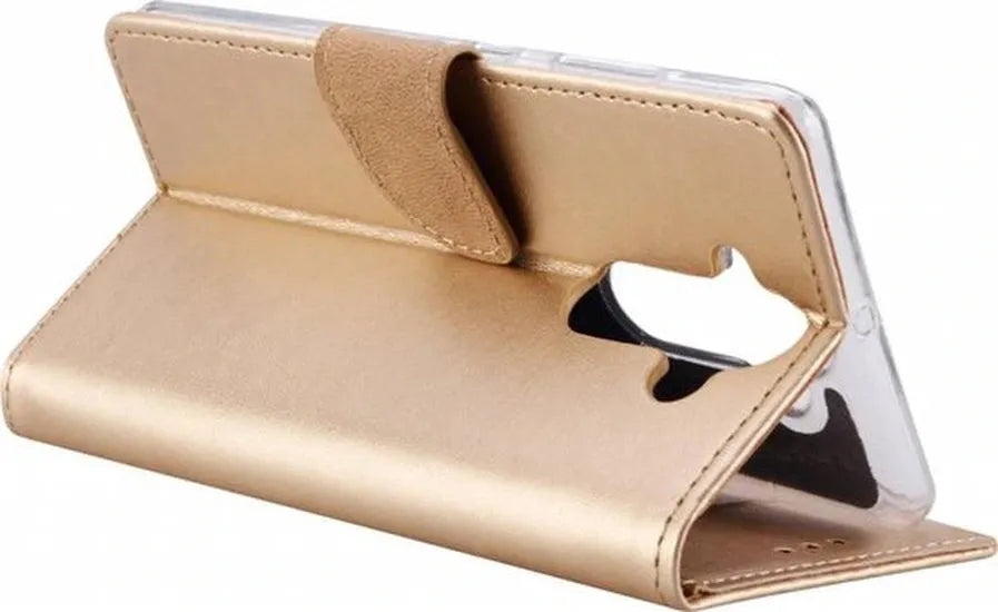 Nokia 8 Sirocco Hoesjes – Portemonnee Hoes – Magneetsluiting – Pasjeshouder – Goud + 2x Screenprotector-Ilumina Benelux