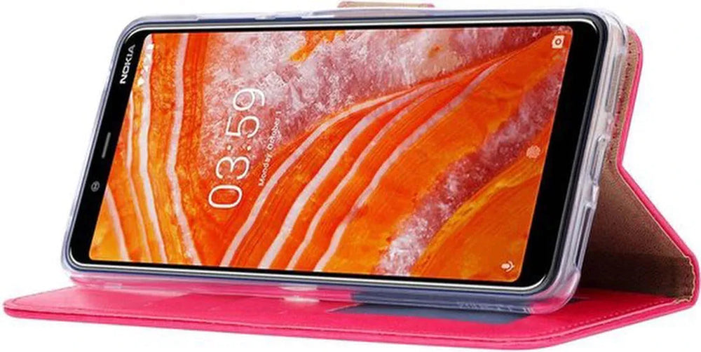 Nokia 3.1 Plus Hoesjes – Portemonnee Hoes – Pasjeshouder – 2x Screenprotector – Roze-Ilumina Benelux