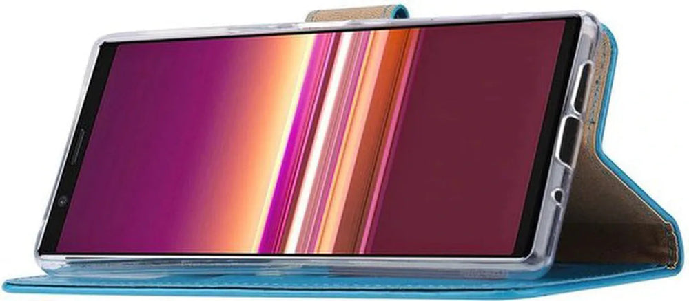 Sony Xperia 5 Hoesjes – Portemonnee Bookcase – Pasjeshouder – Magneetsluiting – Turquoise-Ilumina Benelux