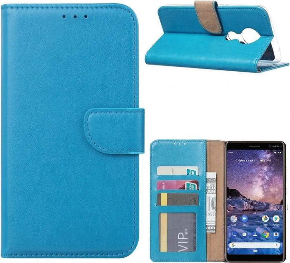 Nokia 7.2 Hoesjes – Bookcase Portemonnee Hoes – Pasjeshouder – Magneetsluiting – Turquoise-Ilumina Benelux