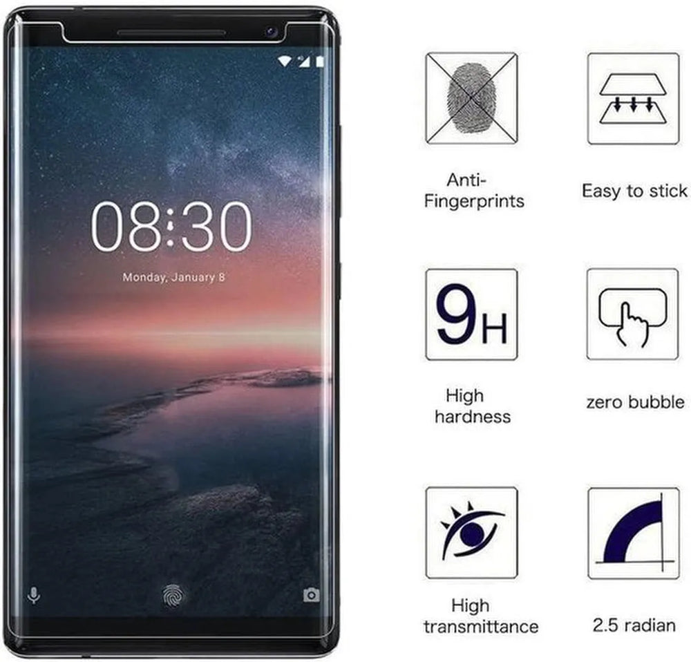 Nokia 8 Sirocco Hoesjes – Portemonnee Hoes – Magneetsluiting – Pasjeshouder – Zwart + 2x Screenprotector-Ilumina Benelux