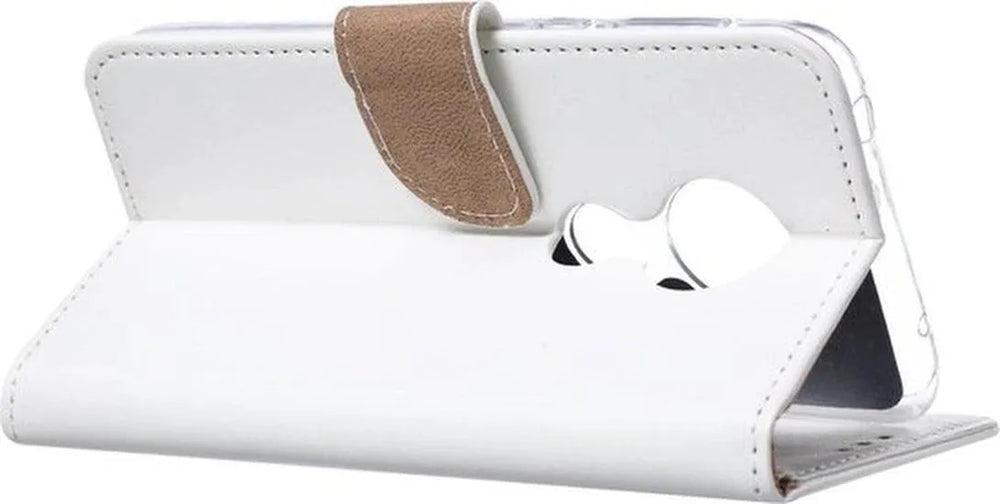 Nokia 7.2 Hoesjes – Bookcase Portemonnee Hoes – Pasjeshouder – Magneetsluiting – Wit-Ilumina Benelux