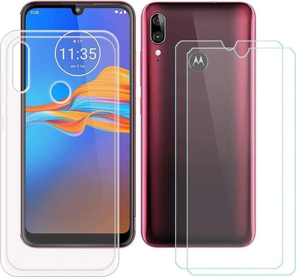 Motorola Moto E6 Plus Hoesjes – Transparante TPU Siliconen Backcover – Soft Case – Inclusief 2x Screenprotector-Ilumina Benelux