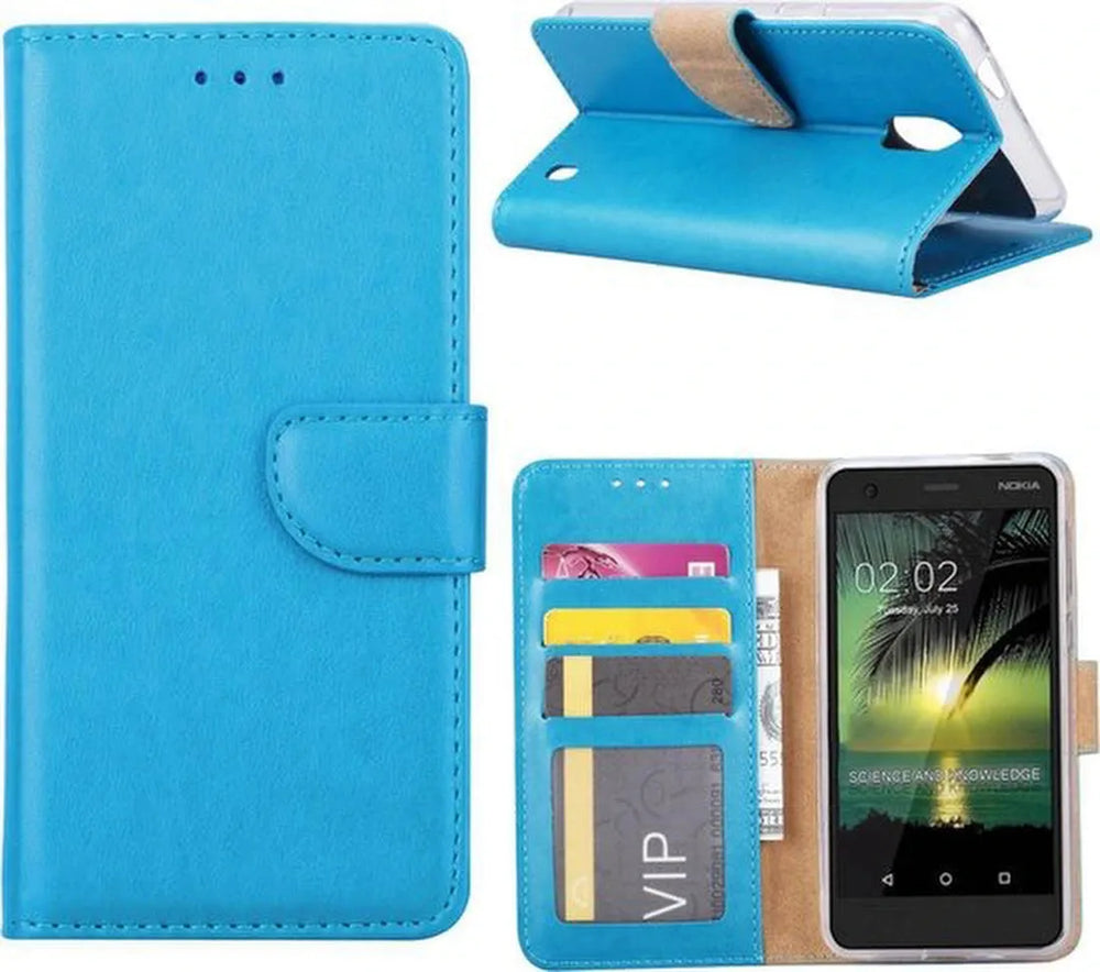 Nokia 2 Hoesjes – Portemonnee Hoes – Pasjeshouder – 2x Screenprotector – Turquoise-Ilumina Benelux