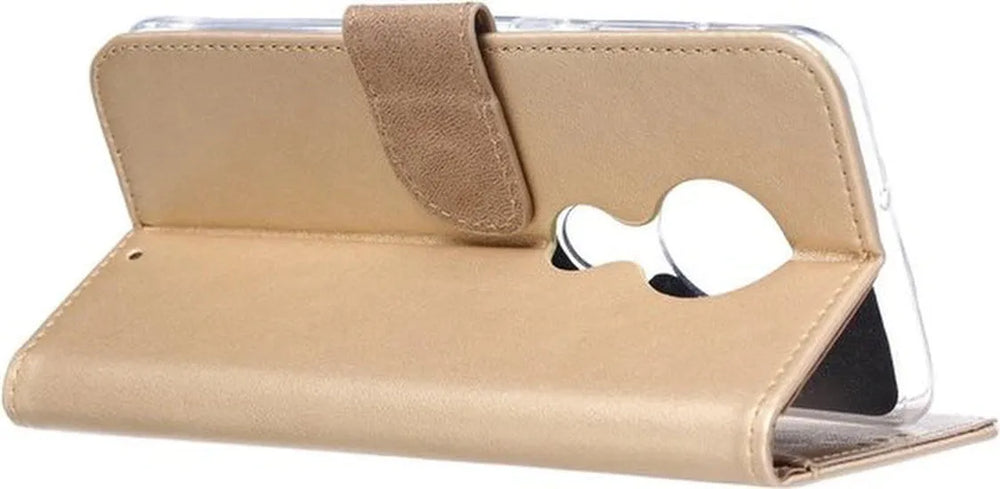 Nokia 6.2 Hoesjes – Bookcase Portemonnee Hoes – Pasjeshouder – Magneetsluiting – Goud-Ilumina Benelux