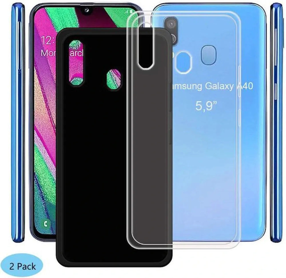 Samsung Galaxy A40 Hoesjes – Siliconen Backcover – Schokbestendig – 2-Pack – Transparant-Ilumina Benelux