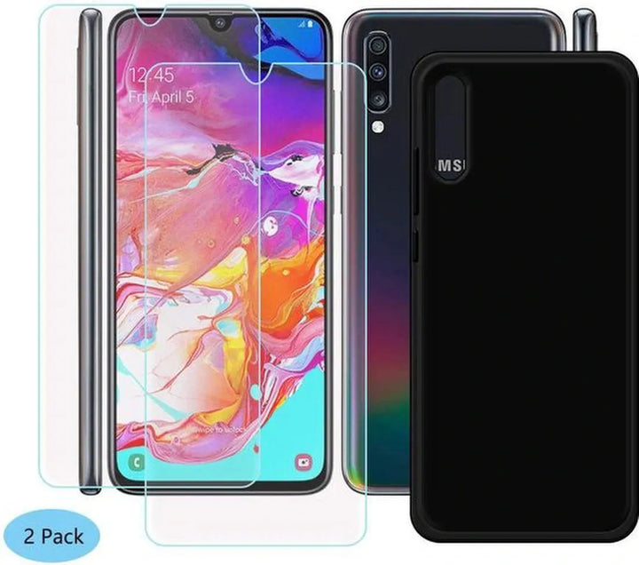 Samsung Galaxy A70 Hoesjes – Siliconen TPU Backcover – Soft Touch – Inclusief 2x Screenprotector – Zwart-Ilumina Benelux