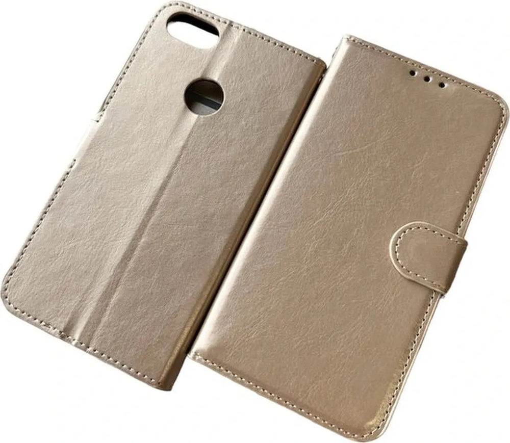 Motorola Moto E6 Play Hoesjes – Portemonnee Hoes – Bookcase – Pasjeshouder – Goud-Ilumina Benelux