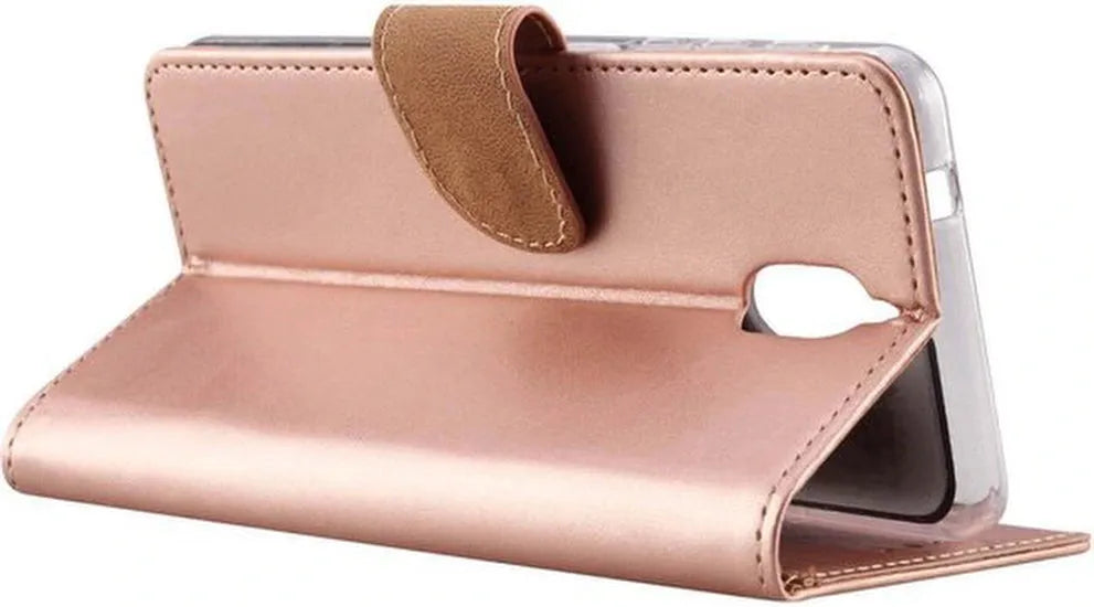 Nokia 5.1 Hoesjes – Portemonnee Hoes – Magneetsluiting – Inclusief 2x Screenprotector – Roségoud-Ilumina Benelux