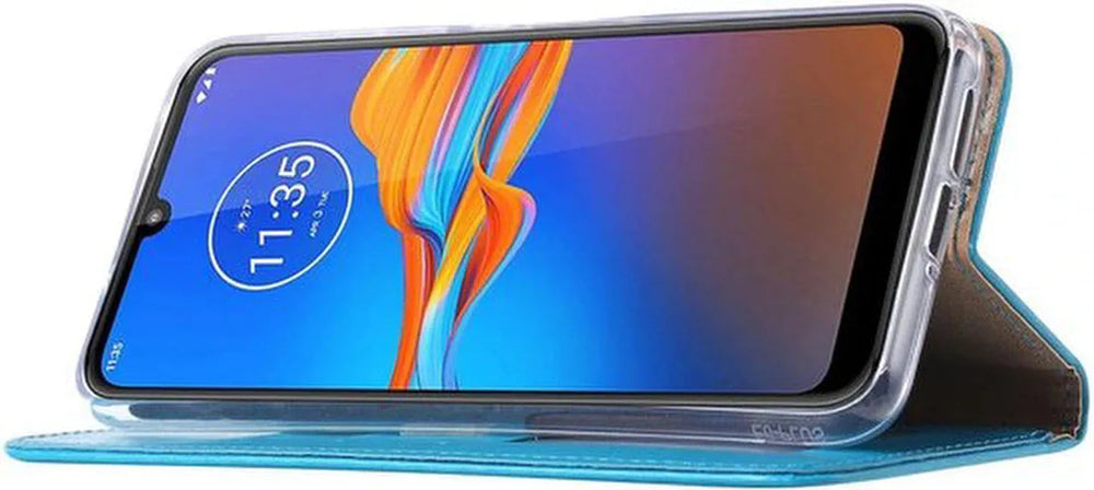 Motorola Moto E6 Plus Hoesjes – Portemonnee Backcover – Pasjeshouder – 2x Screenprotector – Turquoise-Ilumina Benelux