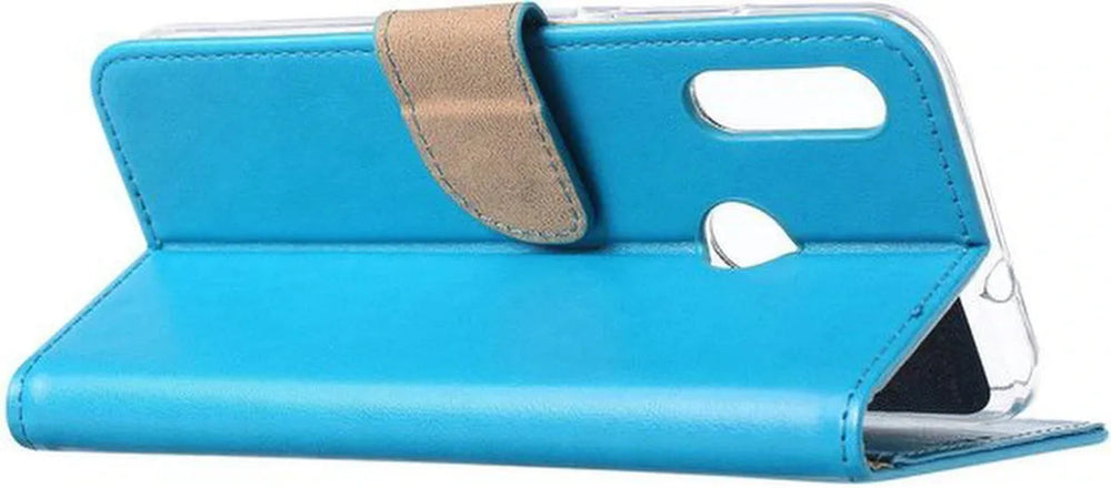 Motorola Moto E6 Plus Hoesjes – Portemonnee Backcover – Pasjeshouder – 2x Screenprotector – Turquoise-Ilumina Benelux