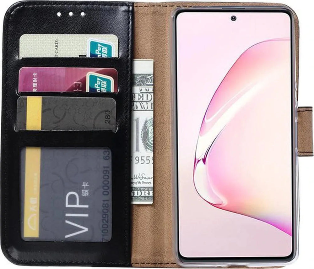 Samsung Galaxy Note 10 Lite Hoesjes – Bookcase Portemonnee – Pasjeshouder – Magneetsluiting – Zwart-Ilumina Benelux
