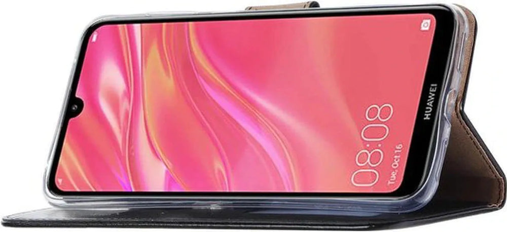 Huawei Y7 (2019) Hoesjes – Portemonnee Hoes – Pasjeshouder – Inclusief 2x Screenprotector – Zwart-Ilumina Benelux