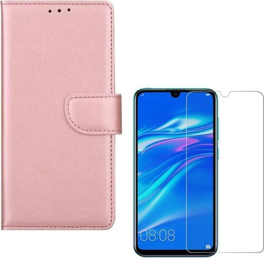 Huawei P Smart 2019 Hoesjes – Portemonnee Backcover – Pasjeshouder – 2x Screenprotector – Roségoud-Ilumina Benelux