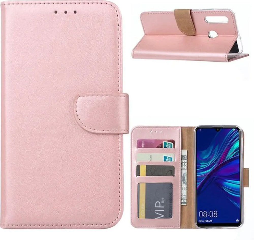 Huawei P Smart 2019 Hoesjes – Portemonnee Backcover – Pasjeshouder – 2x Screenprotector – Roségoud-Ilumina Benelux