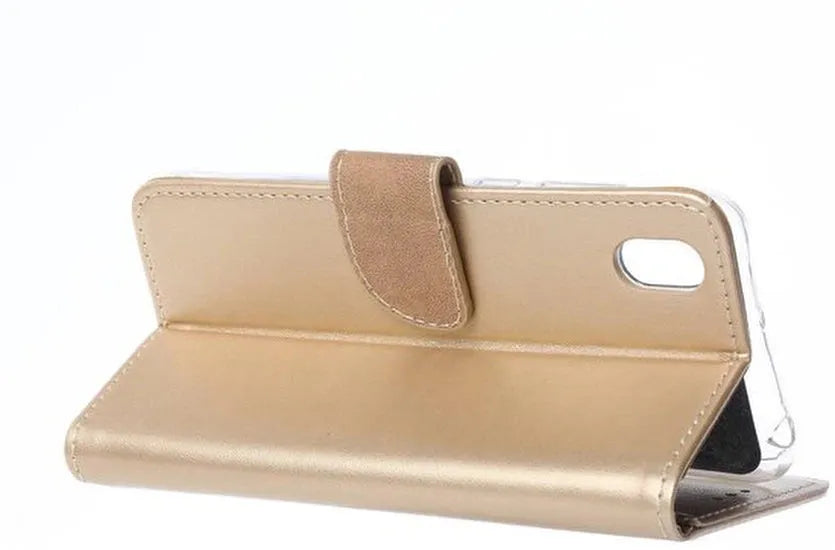 Huawei Y5 (2019) Hoesjes – Portemonnee Backcover – Pasjeshouder – 2x Screenprotector – Goud-Ilumina Benelux