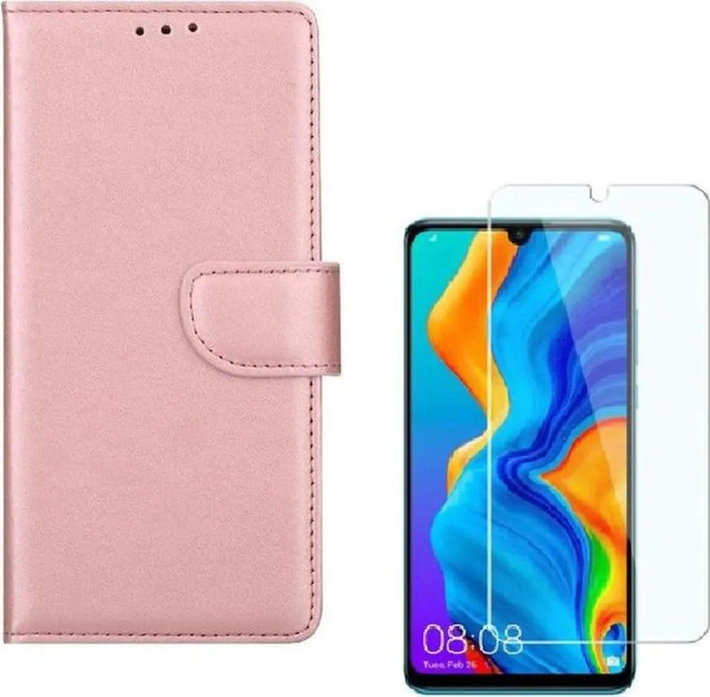 Huawei P30 Pro Hoesjes – Portemonnee Backcover – Pasjeshouder – 2x Screenprotector – Roségoud-Ilumina Benelux
