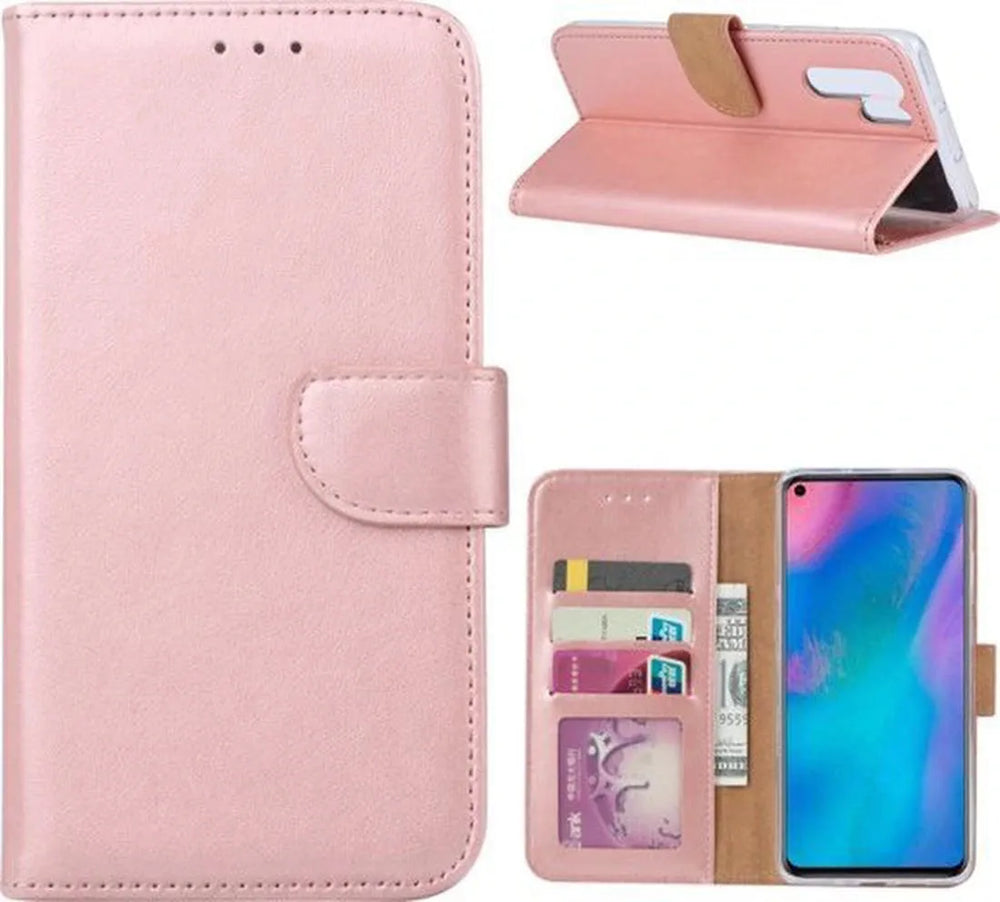 Huawei P30 Pro Hoesjes – Portemonnee Backcover – Pasjeshouder – 2x Screenprotector – Roségoud-Ilumina Benelux