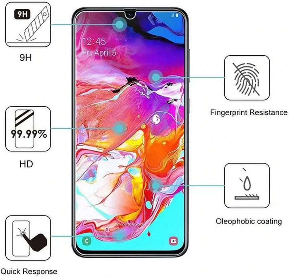 Samsung Galaxy A70/A70S Hoesjes – Portemonnee Hoes – Magneetsluiting – Inclusief 2x Gehard Glas Screenprotector – Turquoise-Ilumina Benelux