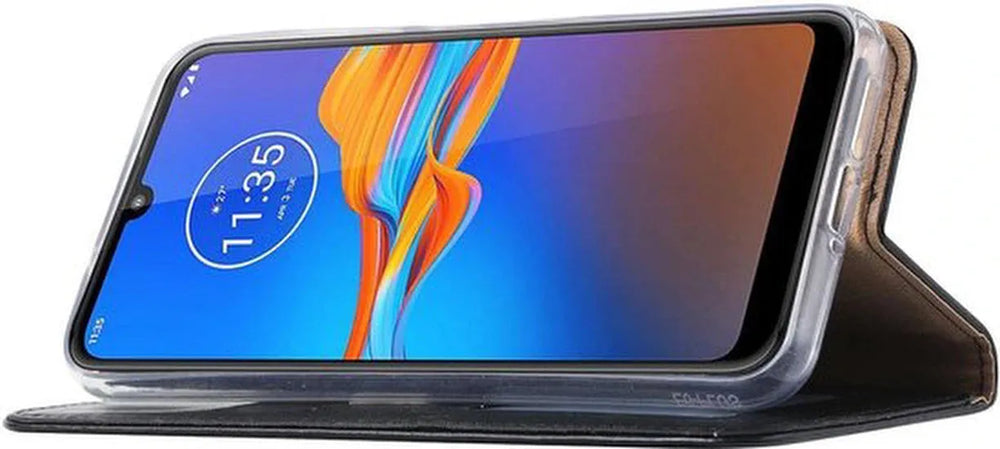 Motorola Moto E6 Plus Hoesjes – Portemonnee Backcover – Magneetsluiting & Pasjeshouder – Incl. 2x Screenprotector – Zwart-Ilumina Benelux
