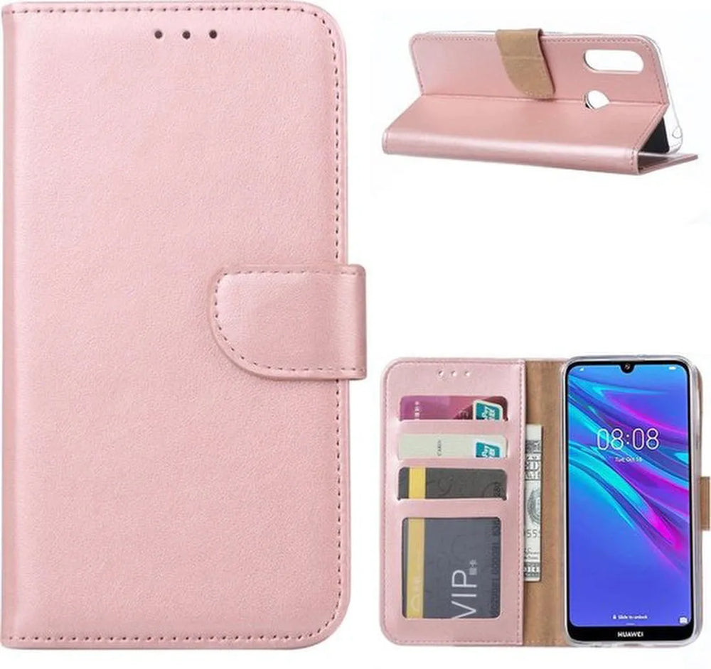 Huawei Y6S Hoesjes – Portemonnee Backcover – Pasjeshouder – 2x Screenprotector – Roségoud-Ilumina Benelux