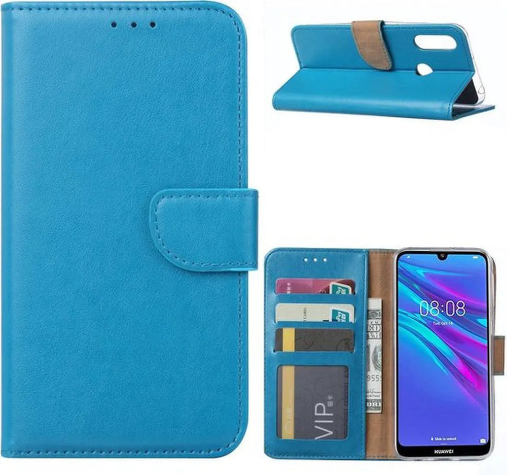 Huawei Y6S Hoesjes – Portemonnee Hoes – Magneetsluiting – Pasjeshouder – Turquoise + 2x Screenprotector-Ilumina Benelux