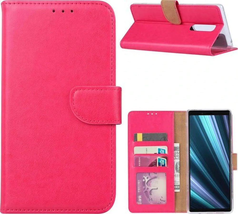 Sony Xperia 1 Hoesjes – Bookcase Portemonnee Hoes – Pasjeshouder – Magneetsluiting – Roze-Ilumina Benelux