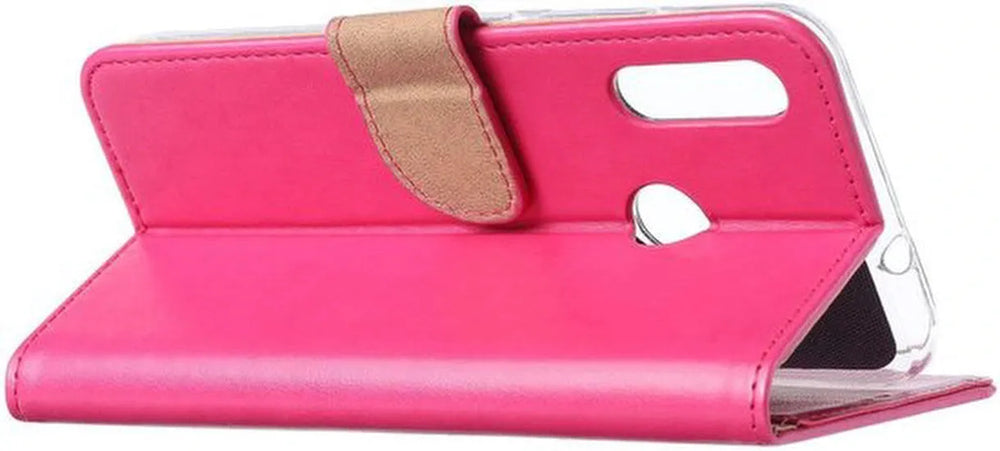 Motorola Moto E6 Plus Hoesjes – Portemonnee Backcover – Pasjeshouder – 2x Screenprotector – Roze-Ilumina Benelux