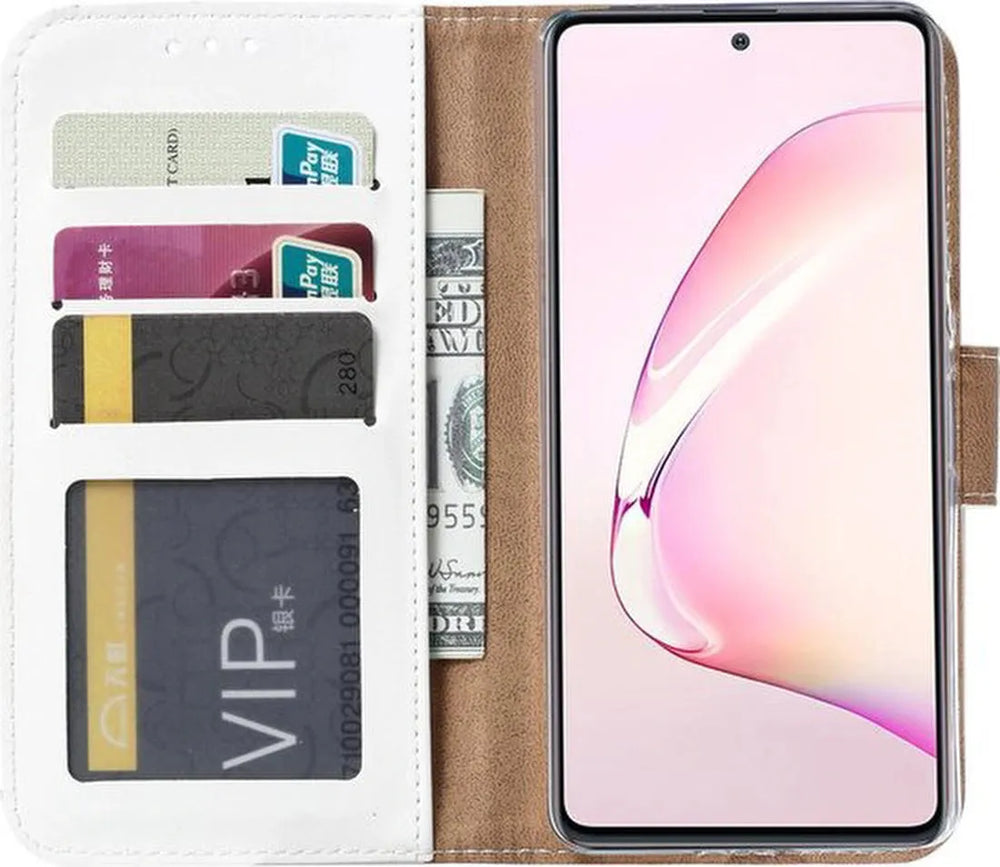 Samsung Galaxy Note 10 Lite Hoesjes – Bookcase Portemonnee Hoes – Pasjeshouder – Magneetsluiting – Wit-Ilumina Benelux