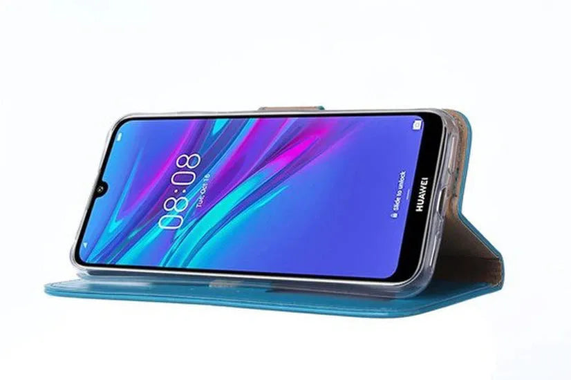 Huawei Y6 2019 Hoesjes – Portemonnee Backcover – Pasjeshouder – 2x Screenprotector – Turquoise-Ilumina Benelux