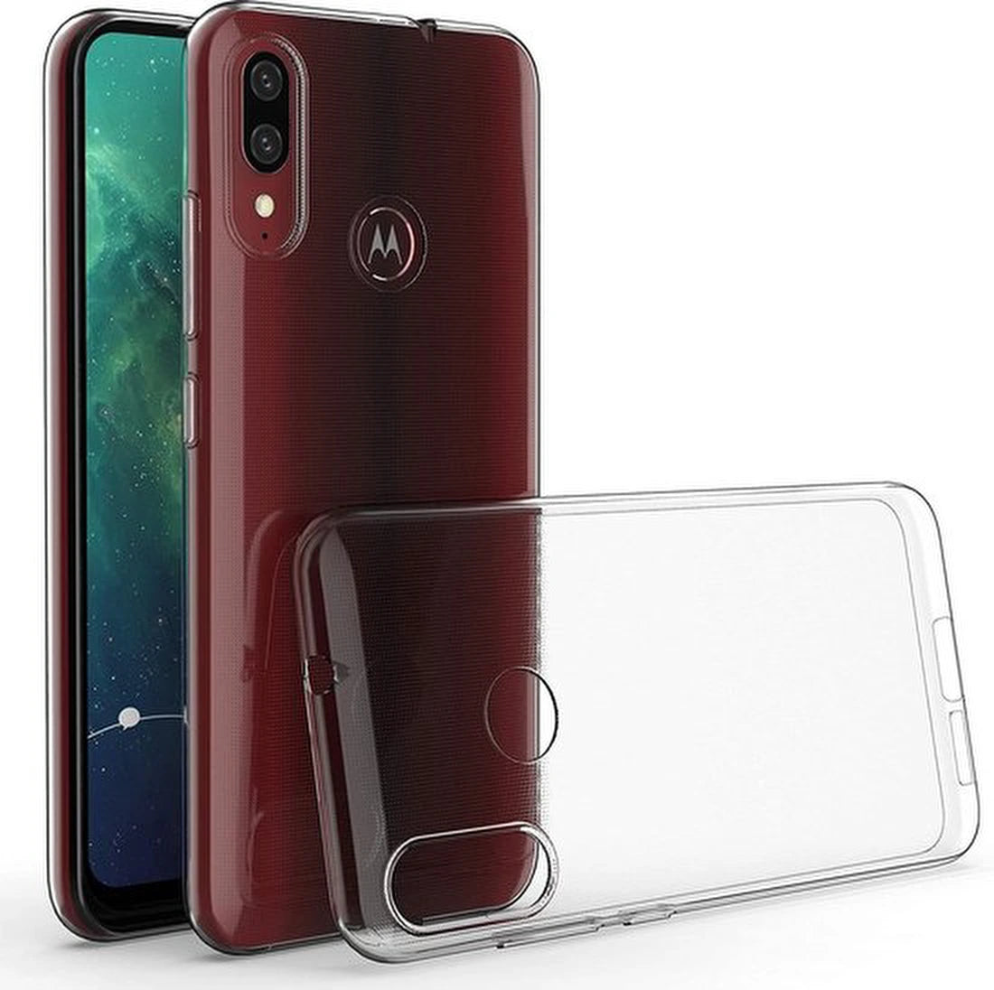 Motorola Moto E6 Plus Hoesjes – Transparante Soft Siliconen Backcover – Inclusief 2x Screenprotector – Anti-kras – Transparant