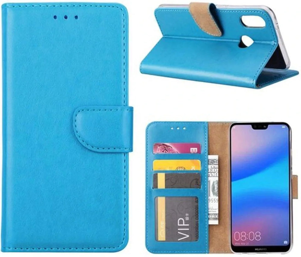 Huawei P20 Lite (2018) Hoesjes – Portemonnee Backcover – Pasjeshouder – 2x Screenprotector – Turquoise-Ilumina Benelux