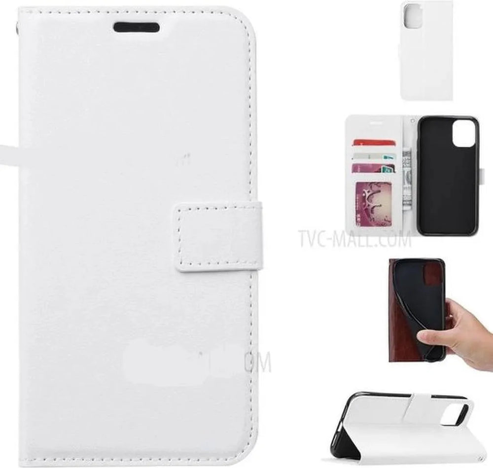 Samsung Galaxy A51 Hoesjes – Portemonnee Hoes – Pasjeshouder – Magneetsluiting – Wit-Ilumina Benelux