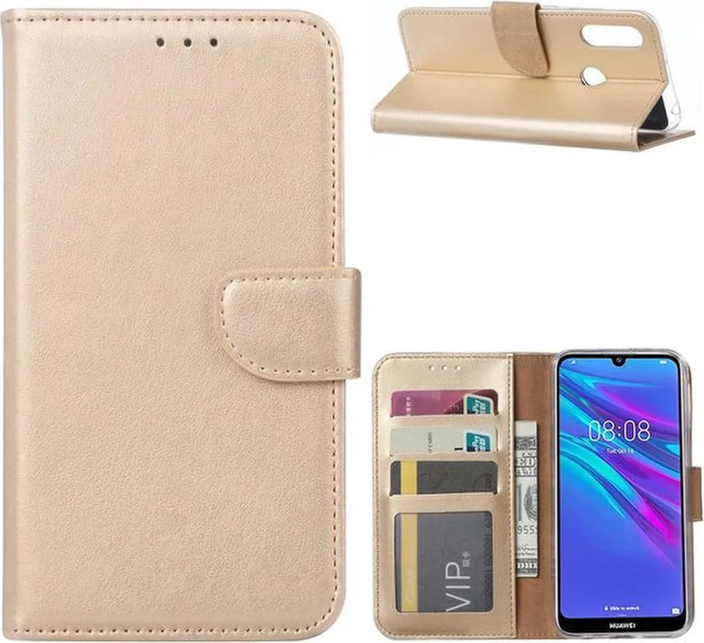 Huawei Y6s / Y6 (2019) Hoesjes – Bookcase Portemonnee – Pasjeshouder – Magneetsluiting – Goud-Ilumina Benelux