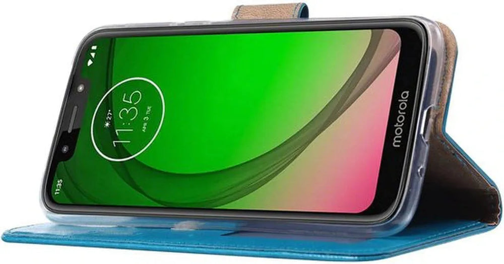 Motorola Moto G7 Play Hoesjes – Portemonnee Backcover – Magneetsluiting – 2x Screenprotector – Turquoise-Ilumina Benelux