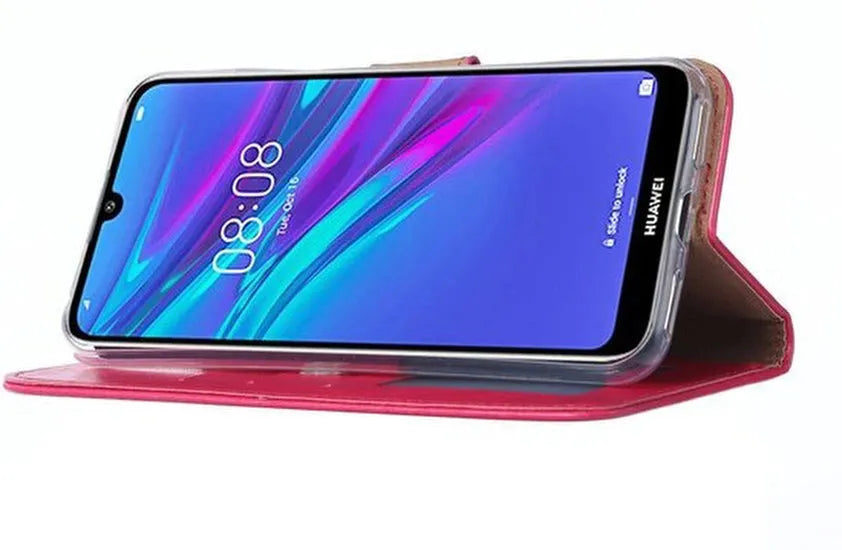 Huawei Y6 (2019) Hoesjes – Portemonnee Backcover – Pasjeshouder – 2x Screenprotector – Roze-Ilumina Benelux