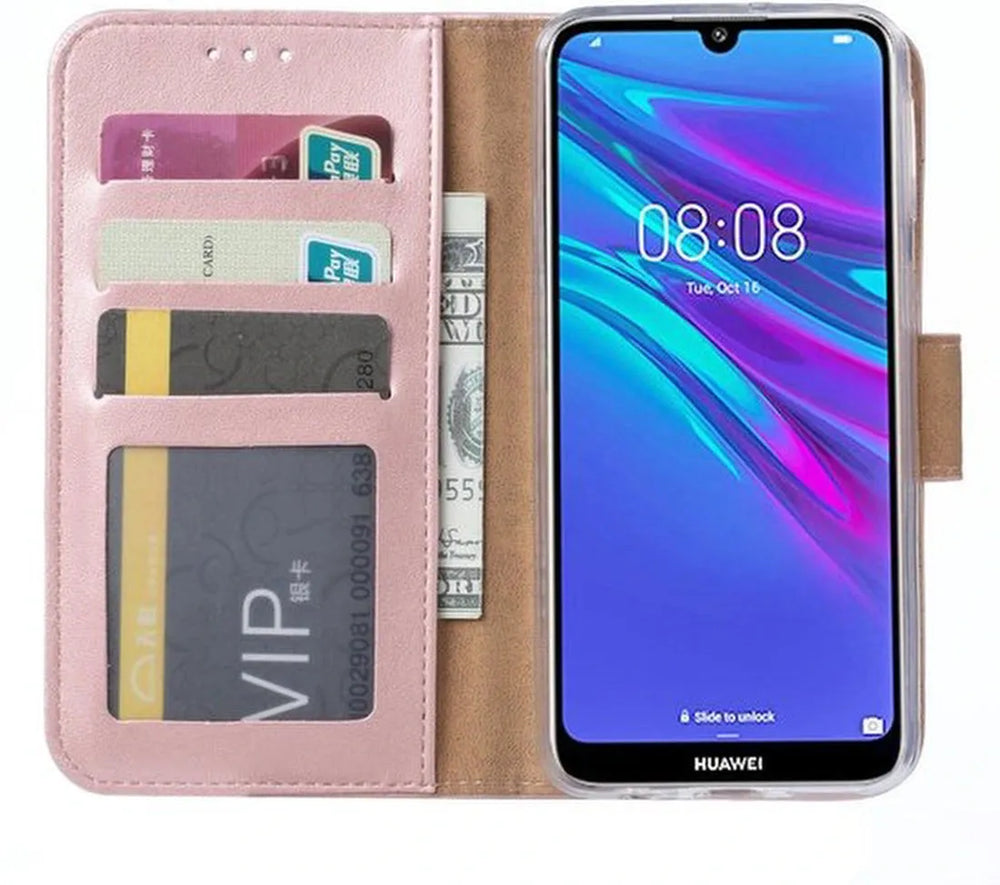 Huawei Y6s / Y6 (2019) Hoesjes – Bookcase Portemonnee Hoes – Pasjeshouder – Magneetsluiting – Roségoud-Ilumina Benelux
