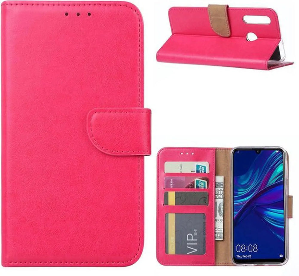 Huawei P Smart 2019 Hoesjes – Portemonnee Backcover – Pasjeshouder – 2x Screenprotector – Roze-Ilumina Benelux