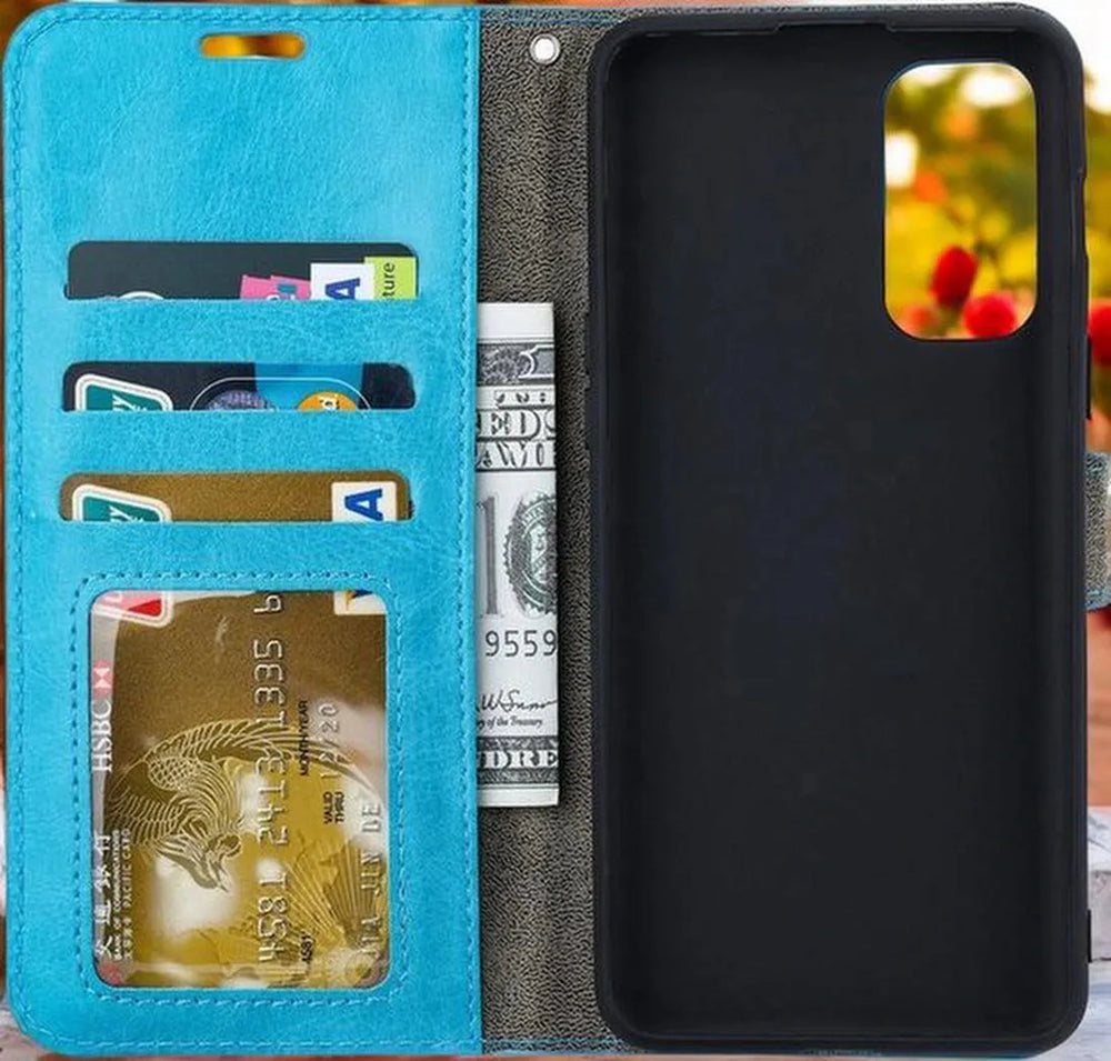 Samsung Galaxy S20 Plus 5G Hoesjes – Portemonnee Hoes – Pasjeshouder – Magneetsluiting – Turquoise-Ilumina Benelux