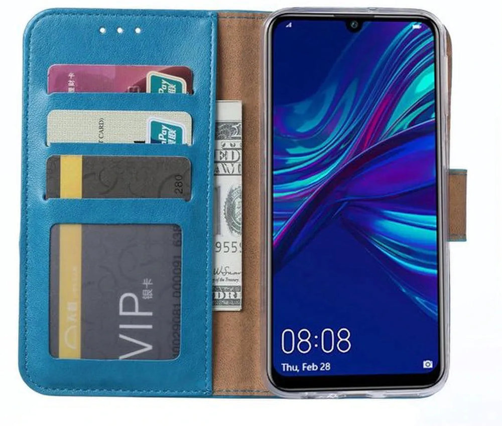 Huawei P Smart Plus 2019 Hoesjes – Portemonnee Backcover – Pasjeshouder – 2x Screenprotector – Turquoise-Ilumina Benelux