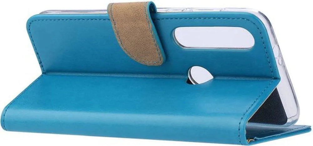 Motorola Moto G8 Plus Hoesjes – Portemonnee Hoes – Pasjeshouder – 2x Screenprotector – Turquoise-Ilumina Benelux