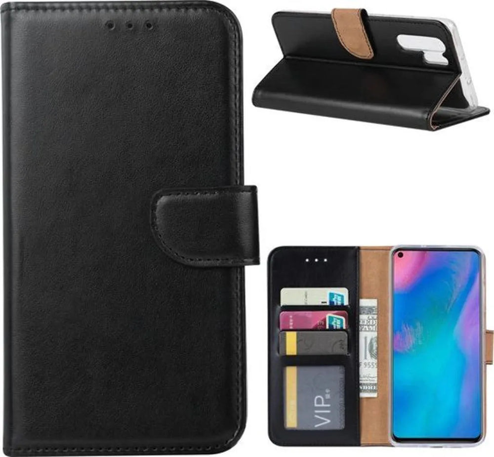 Huawei P30 Pro Hoesjes – Portemonnee Backcover – Pasjeshouder – 2x Screenprotector – Zwart-Ilumina Benelux