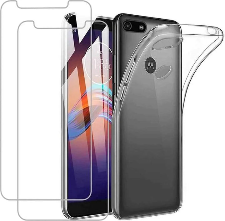 Motorola Moto E6 Play Hoesjes – Transparante Soft TPU Backcover – Inclusief 2x Screenprotector – Anti-kras-Ilumina Benelux