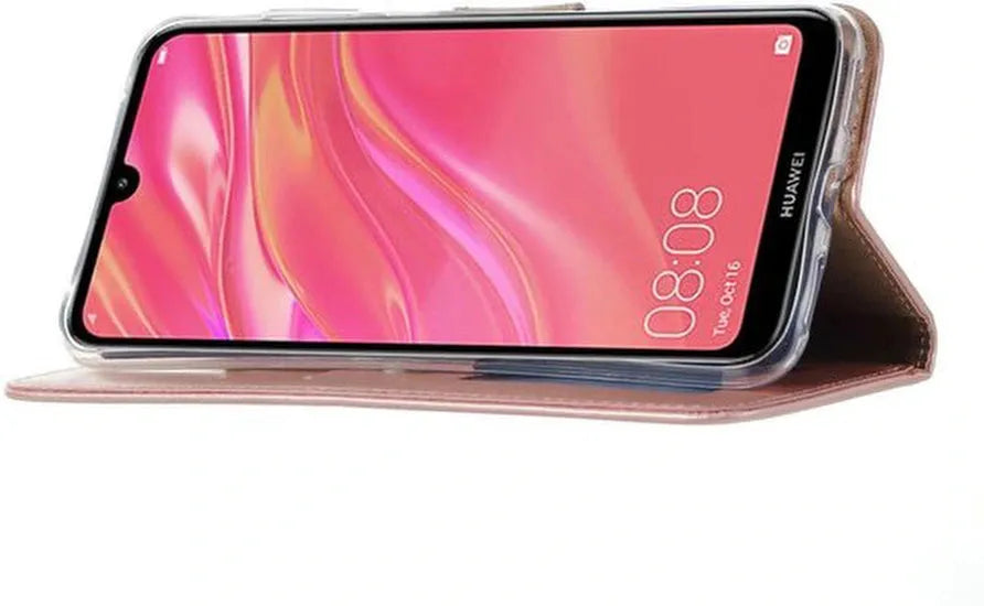 Huawei Y7 (2019) Hoesjes – Portemonnee Backcover – Pasjeshouder – 2x Screenprotector – Roségoud-Ilumina Benelux