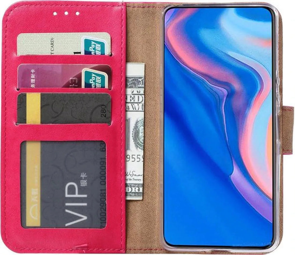 Huawei P Smart Z Hoesjes – Portemonnee Hoes – Pasjeshouder – 2x Screenprotector – Roze-Ilumina Benelux