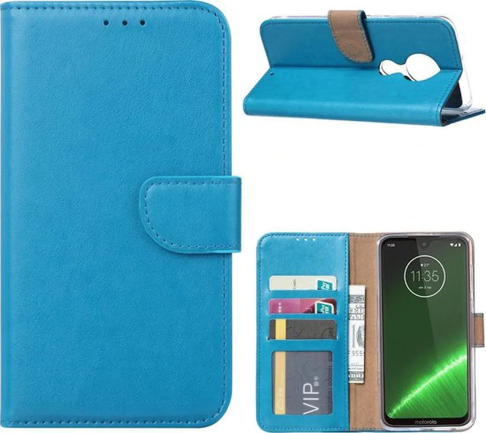 Motorola Moto G7 Power Hoesjes – Portemonnee Backcover – Pasjeshouder – 2x Screenprotector – Turquoise-Ilumina Benelux