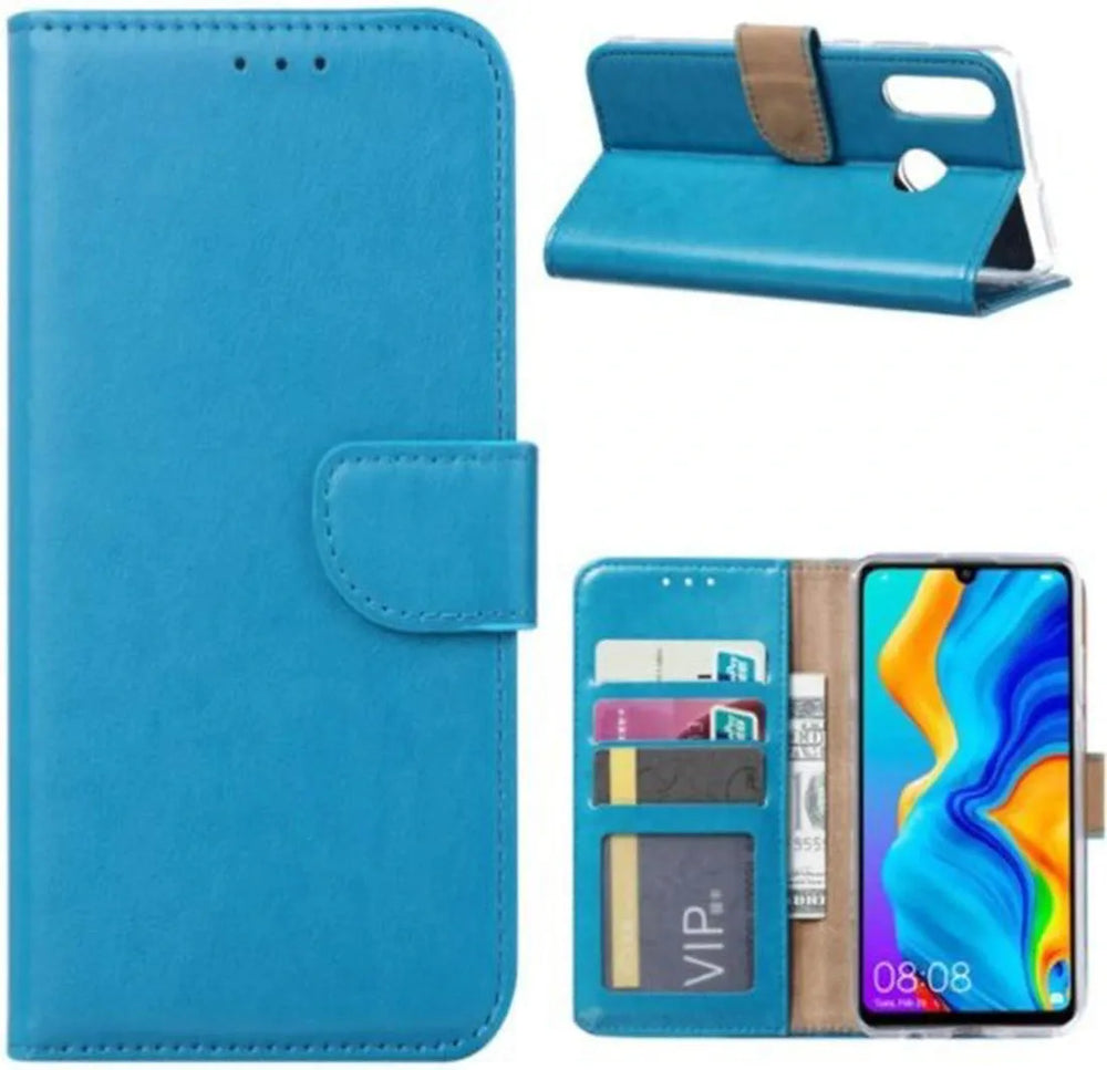 Huawei P30 Lite Hoesjes – Portemonnee Hoes – Pasjeshouder – 2x Screenprotector – Turquoise-Ilumina Benelux
