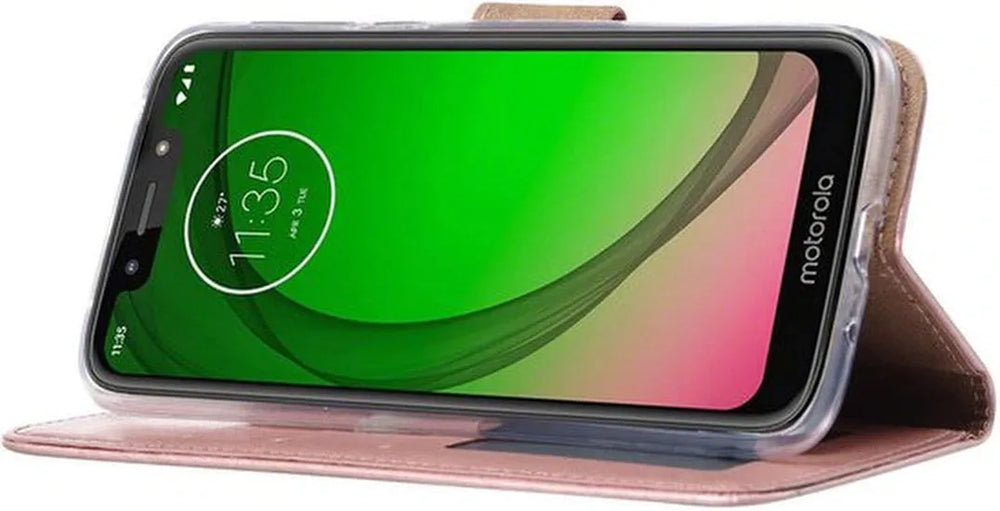 Motorola Moto G7 Power Hoesjes – Portemonnee Backcover – Pasjeshouder – 2x Screenprotector – Roségoud-Ilumina Benelux