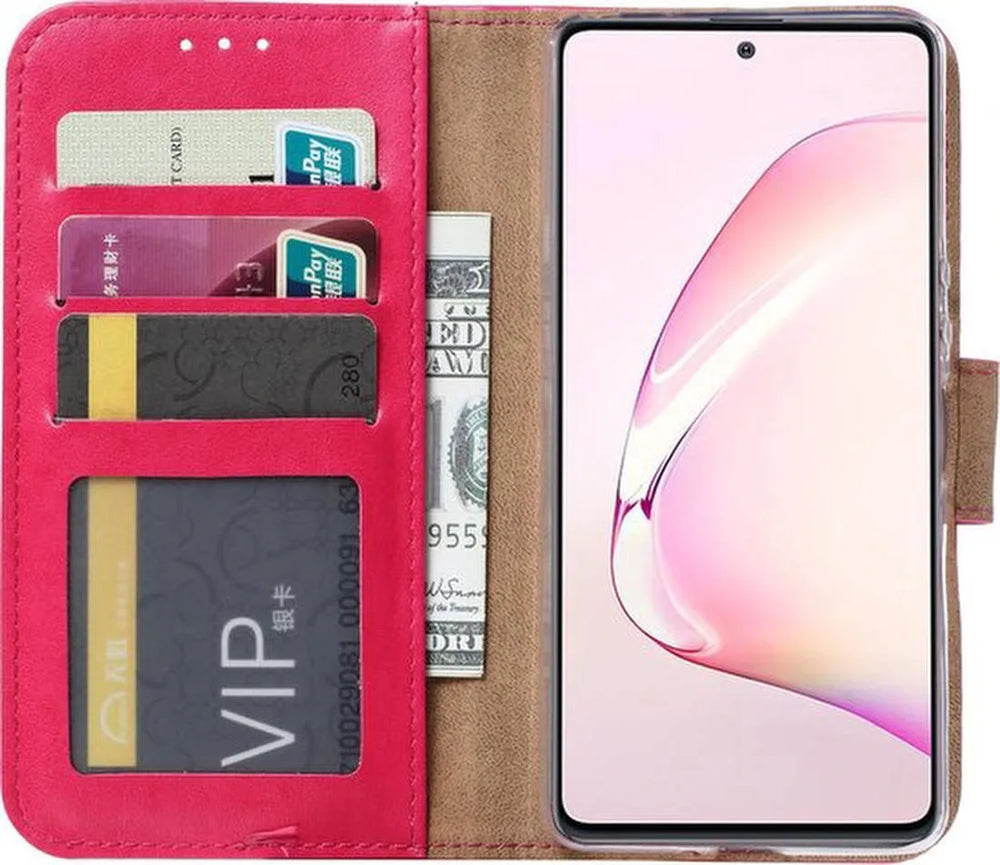 Samsung Galaxy Note 10 Lite Hoesjes – Bookcase Portemonnee Hoes – Pasjeshouder – Magneetsluiting – Roze-Ilumina Benelux